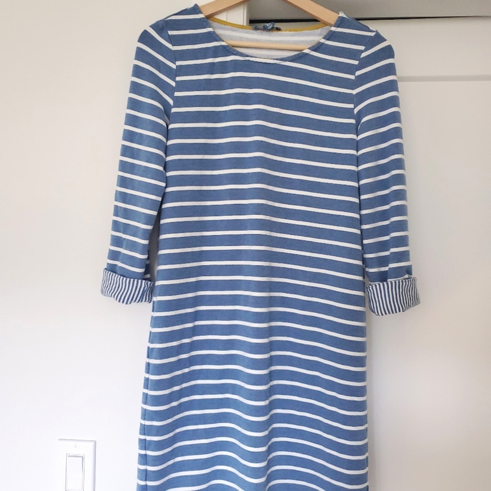 Nautical blue striped midi dress